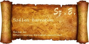 Széles Barnabás névjegykártya